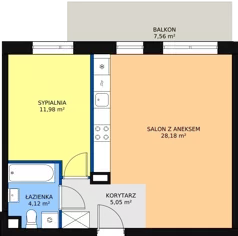 2 pokoje, mieszkanie 49,32 m², parter, oferta nr 4A/57, Osiedle Idea, Radom, Wacyn, ul. Listopadowa