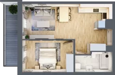2 pokoje, mieszkanie 44,32 m², piętro 2, oferta nr A/21, Impuls Marywilska, Warszawa, Białołęka, Żerań, ul. Marywilska 73