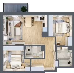 3 pokoje, mieszkanie 64,22 m², piętro 1, oferta nr B/77, Impuls Marywilska, Warszawa, Białołęka, Żerań, ul. Marywilska 73