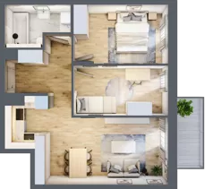 3 pokoje, mieszkanie 55,98 m², piętro 1, oferta nr B/80, Impuls Marywilska, Warszawa, Białołęka, Żerań, ul. Marywilska 73