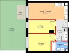 3 pokoje, mieszkanie 54,83 m², parter, oferta nr E/45, Kusocińskiego budynek B, Gdańsk, Piecki-Migowo, Morena, ul. Kusocińskiego