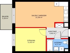 2 pokoje, mieszkanie 41,91 m², piętro 1, oferta nr E/49, Kusocińskiego budynek B, Gdańsk, Piecki-Migowo, Morena, ul. Kusocińskiego