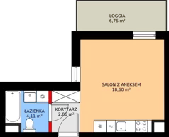 1 pokój, mieszkanie 25,53 m², piętro 10, oferta nr F/178, Kusocińskiego budynek B, Gdańsk, Piecki-Migowo, Morena, ul. Kusocińskiego