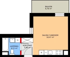 1 pokój, mieszkanie 25,40 m², piętro 1, oferta nr F/97, Kusocińskiego budynek B, Gdańsk, Piecki-Migowo, Morena, ul. Kusocińskiego
