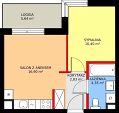 2 pokoje, mieszkanie 34,37 m², piętro 9, oferta nr F/170, Kusocińskiego budynek B, Gdańsk, Piecki-Migowo, Morena, ul. Kusocińskiego