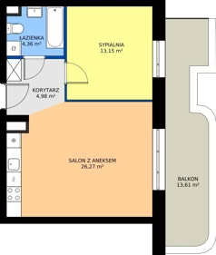 2 pokoje, mieszkanie 48,76 m², piętro 1, oferta nr 24A/6, Osiedle Omulewska, Warszawa, Praga Północ, Grochów, ul. Omulewska 24