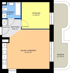 2 pokoje, mieszkanie 47,80 m², piętro 3, oferta nr 24A/13, Osiedle Omulewska, Warszawa, Praga Północ, Grochów, ul. Omulewska 24
