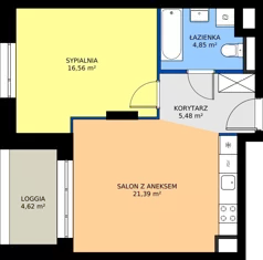 2 pokoje, mieszkanie 48,28 m², piętro 5, oferta nr 24A/28, Osiedle Omulewska, Warszawa, Praga Południe, Grochów, ul. Omulewska 24