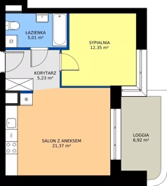 2 pokoje, mieszkanie 43,96 m², piętro 4, oferta nr 24A/62, Osiedle Omulewska, Warszawa, Praga Południe, Grochów, ul. Omulewska 24