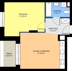 2 pokoje, mieszkanie 48,83 m², piętro 1, oferta nr 24A/3, Osiedle Omulewska, Warszawa, Praga Południe, Grochów, ul. Omulewska 24