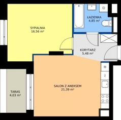 2 pokoje, mieszkanie 48,28 m², piętro 1, oferta nr 24A/4, Osiedle Omulewska, Warszawa, Praga Południe, Grochów, ul. Omulewska 24