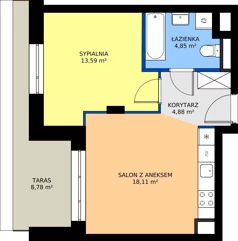 2 pokoje, mieszkanie 41,43 m², piętro 6, oferta nr 24A/34, Osiedle Omulewska, Warszawa, Praga Południe, Grochów, ul. Omulewska 24
