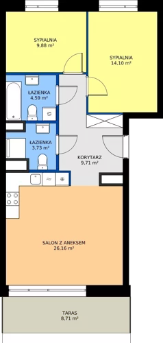3 pokoje, mieszkanie 68,17 m², piętro 7, oferta nr 24B/136, Osiedle Omulewska, Warszawa, Praga Południe, Grochów, ul. Omulewska 24