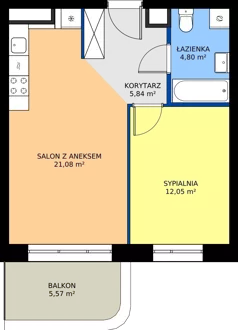 2 pokoje, mieszkanie 43,77 m², piętro 6, oferta nr 24B/132, Osiedle Omulewska, Warszawa, Praga Południe, Grochów, ul. Omulewska 24