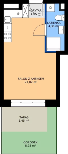 1 pokój, mieszkanie 27,83 m², parter, oferta nr 24B/108, Osiedle Omulewska, Warszawa, Praga Północ, Grochów, ul. Omulewska 24