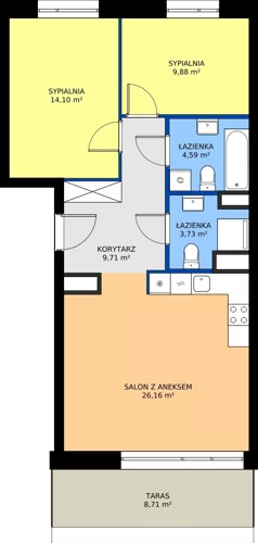 3 pokoje, mieszkanie 68,17 m², piętro 7, oferta nr 24B/103, Osiedle Omulewska, Warszawa, Praga Południe, Grochów, ul. Omulewska 24