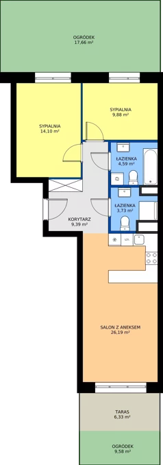 3 pokoje, mieszkanie 67,88 m², parter, oferta nr 24B/75, Osiedle Omulewska, Warszawa, Praga Północ, Grochów, ul. Omulewska 24