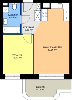 2 pokoje, mieszkanie 43,91 m², piętro 5, oferta nr 24B/127, Osiedle Omulewska, Warszawa, Praga Południe, Grochów, ul. Omulewska 24