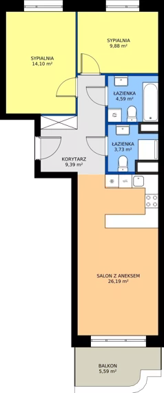 3 pokoje, mieszkanie 67,88 m², piętro 5, oferta nr 24B/95, Osiedle Omulewska, Warszawa, Praga Południe, Grochów, ul. Omulewska 24