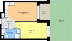2 pokoje, mieszkanie 44,40 m², parter, oferta nr 24C/138, Osiedle Omulewska, Warszawa, Praga Południe, Grochów, ul. Omulewska 24