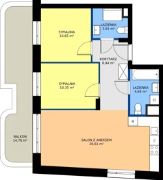 3 pokoje, mieszkanie 64,60 m², piętro 1, oferta nr 24C/167, Osiedle Omulewska, Warszawa, Praga Północ, Grochów, ul. Omulewska 24