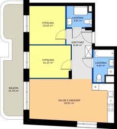 3 pokoje, mieszkanie 64,60 m², piętro 2, oferta nr 24C/172, Osiedle Omulewska, Warszawa, Praga Północ, Grochów, ul. Omulewska 24