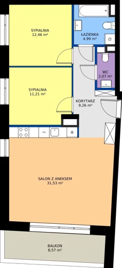 3 pokoje, mieszkanie 71,52 m², piętro 2, oferta nr 24D/221, Osiedle Omulewska, Warszawa, Praga Północ, Grochów, ul. Omulewska 24