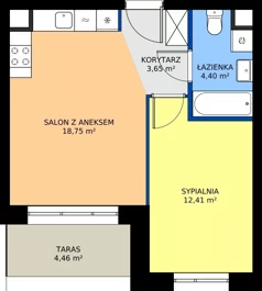 2 pokoje, mieszkanie 39,21 m², piętro 1, oferta nr 24D/214, Osiedle Omulewska, Warszawa, Praga Południe, Grochów, ul. Omulewska 24