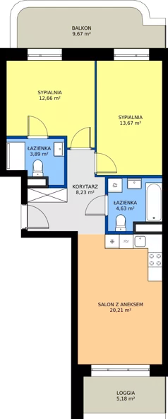 3 pokoje, mieszkanie 63,29 m², piętro 2, oferta nr 24D/218, Osiedle Omulewska, Warszawa, Praga Północ, Grochów, ul. Omulewska 24