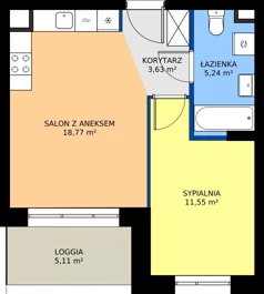 2 pokoje, mieszkanie 39,19 m², piętro 3, oferta nr 24D/200, Osiedle Omulewska, Warszawa, Praga Południe, Grochów, ul. Omulewska 24