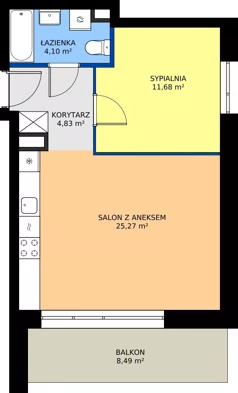 2 pokoje, mieszkanie 45,88 m², piętro 3, oferta nr 24D/199, Osiedle Omulewska, Warszawa, Praga Południe, Grochów, ul. Omulewska 24