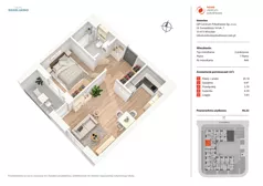 2 pokoje, mieszkanie 40,32 m², piętro 7, oferta nr A66, Nowe Centrum Południowe IV, Wrocław, Powstańców Śląskich (Południe), ul. Gwiaździsta 18/22