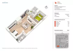 2 pokoje, mieszkanie 44,13 m², piętro 2, oferta nr B18, Nowe Centrum Południowe IV, Wrocław, Powstańców Śląskich (Południe), ul. Gwiaździsta 18/22