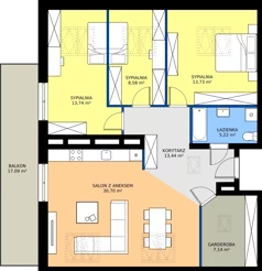 4 pokoje, mieszkanie 92,55 m², piętro 3, oferta nr 21, Mściwoja MS-12, Bydgoszcz, Czyżkówko, ul. Mściwoja 
