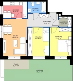 3 pokoje, mieszkanie 68,19 m², parter, oferta nr 5, Mściwoja MS-12, Bydgoszcz, Czyżkówko, ul. Mściwoja 