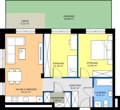 3 pokoje, mieszkanie 63,11 m², parter, oferta nr 6, Mściwoja MS-12, Bydgoszcz, Czyżkówko, ul. Mściwoja 