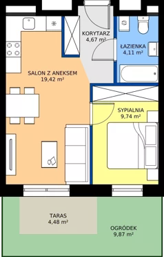 2 pokoje, mieszkanie 37,94 m², parter, oferta nr 3, Mściwoja MS-12, Bydgoszcz, Czyżkówko, ul. Mściwoja 