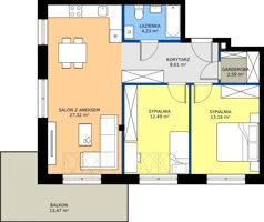 3 pokoje, mieszkanie 68,40 m², piętro 2, oferta nr 17, Mściwoja MS-12, Bydgoszcz, Czyżkówko, ul. Mściwoja 