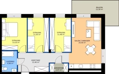 4 pokoje, mieszkanie 80,44 m², piętro 1, oferta nr 7, Mściwoja MS-12, Bydgoszcz, Czyżkówko, ul. Mściwoja 