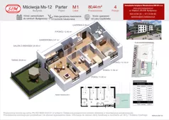 4 pokoje, mieszkanie 80,44 m², parter, oferta nr 1, Mściwoja MS-12, Bydgoszcz, Czyżkówko, ul. Mściwoja 