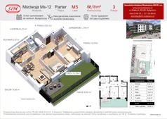 3 pokoje, mieszkanie 68,19 m², parter, oferta nr 5, Mściwoja MS-12, Bydgoszcz, Czyżkówko, ul. Mściwoja 