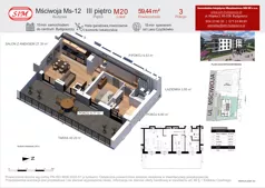 3 pokoje, mieszkanie 59,44 m², piętro 3, oferta nr 20, Mściwoja MS-12, Bydgoszcz, Czyżkówko, ul. Mściwoja 