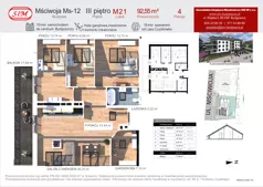 4 pokoje, mieszkanie 92,55 m², piętro 3, oferta nr 21, Mściwoja MS-12, Bydgoszcz, Czyżkówko, ul. Mściwoja 