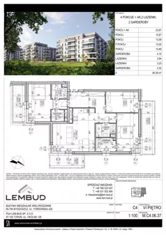 4 pokoje, mieszkanie 90,28 m², piętro 6, oferta nr M.C4.06.37, Osiedle Panorama Wiślana, Bydgoszcz, Fordon, ul. Fordońska 428