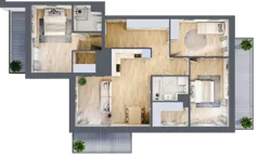 4 pokoje, mieszkanie 90,28 m², piętro 6, oferta nr M.C4.06.37, Osiedle Panorama Wiślana, Bydgoszcz, Fordon, ul. Fordońska 428