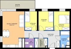 4 pokoje, mieszkanie 77,52 m², piętro 4, oferta nr M.C4.04.30, Osiedle Panorama Wiślana Budynek C4, Bydgoszcz, Fordon, ul. Fordońska 428