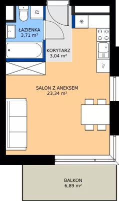 1 pokój, mieszkanie 30,19 m², piętro 4, oferta nr M.C4.04.26, Osiedle Panorama Wiślana Budynek C4, Bydgoszcz, Fordon, ul. Fordońska 428