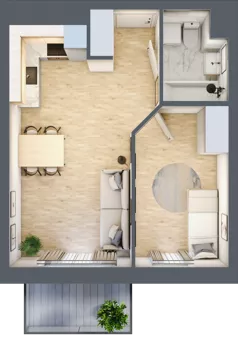 2 pokoje, mieszkanie 36,18 m², piętro 3, oferta nr M.C4.03.22, Osiedle Panorama Wiślana, Bydgoszcz, Fordon, ul. Fordońska 428