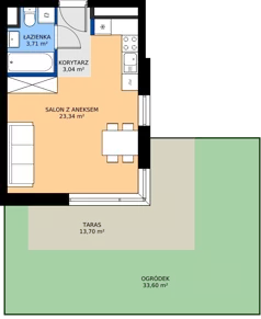 1 pokój, mieszkanie 30,19 m², parter, oferta nr M.C4.00.02, Osiedle Panorama Wiślana Budynek C4, Bydgoszcz, Fordon, ul. Fordońska 428