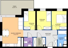 4 pokoje, mieszkanie 72,72 m², piętro 6, oferta nr M.C4.06.40, Osiedle Panorama Wiślana Budynek C4, Bydgoszcz, Fordon, ul. Fordońska 428